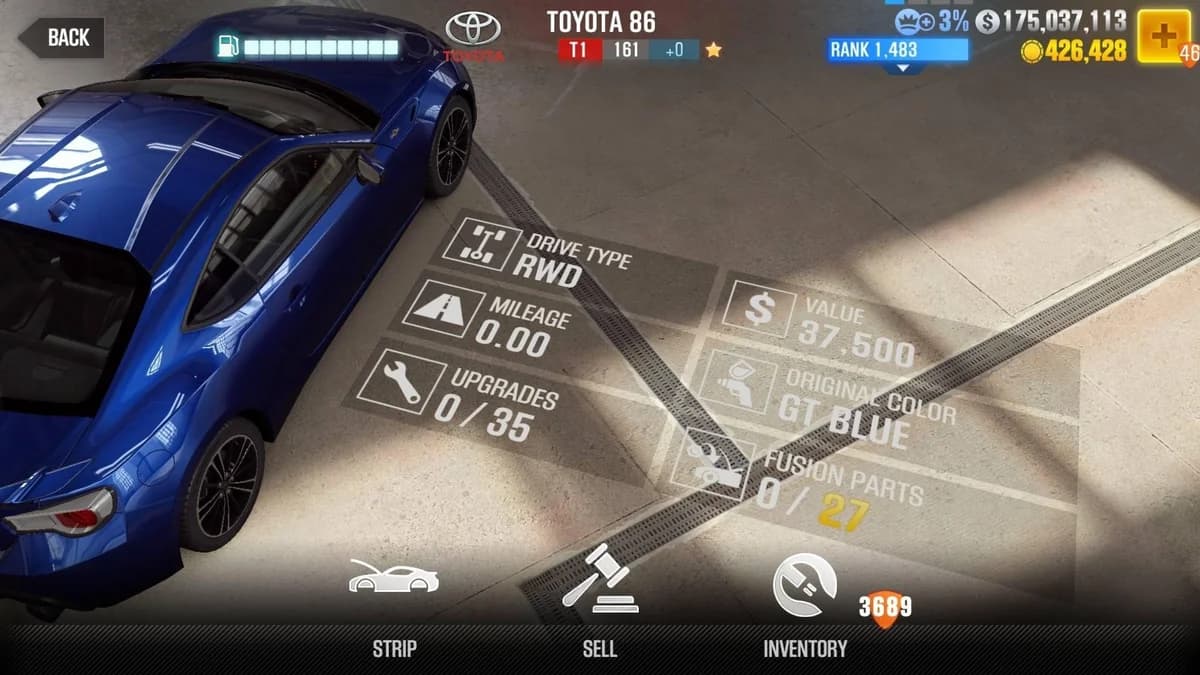 Toyota 86 CSR2 fusion parts and upgrade breakdown, tier 1 gold star car