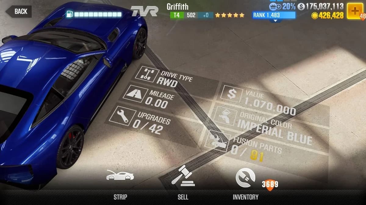 TVR Griffith CSR2 fusion parts and upgrade breakdown, tier 4 gold star car
