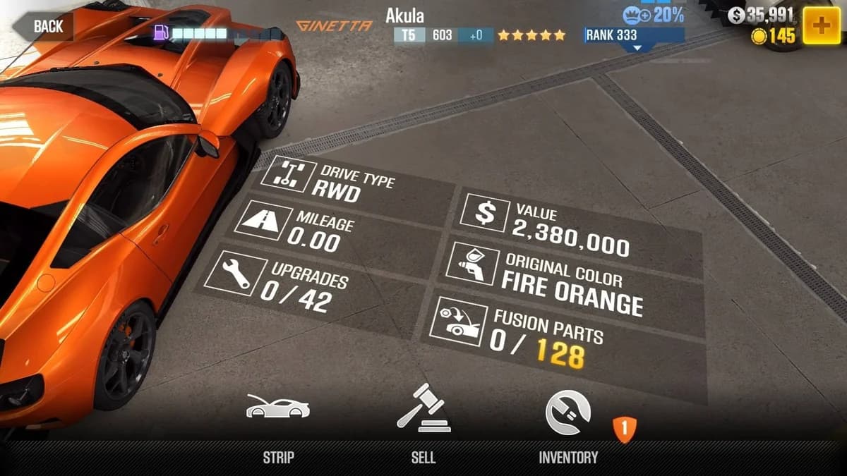 Ginetta Akula CSR2 fusion parts and upgrade breakdown, tier 5 purple star car