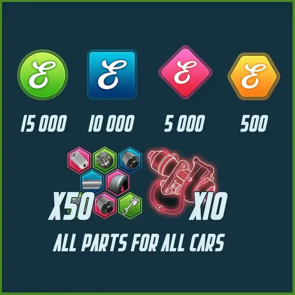 CSR2 DONNA Mods Pack - All Fusion and Stage 6 Parts + Max Elite Tokens
