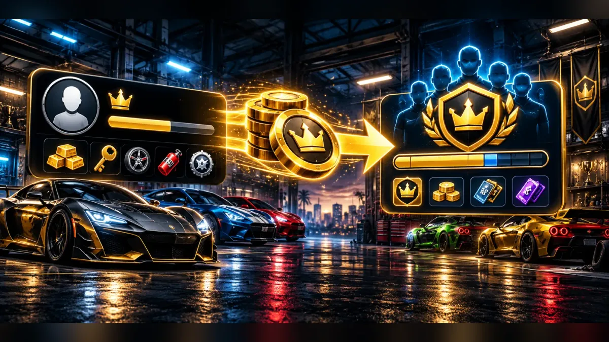 How to donate crew tokens in CSR2: tokens moving from a player profile into the crew Milestone progress bar