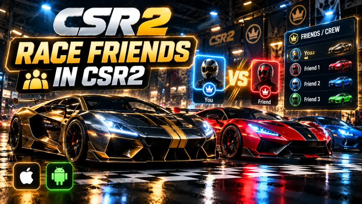 How to race friends in CSR2: you versus a friend head to head, with a friends and crew list on iOS and Android