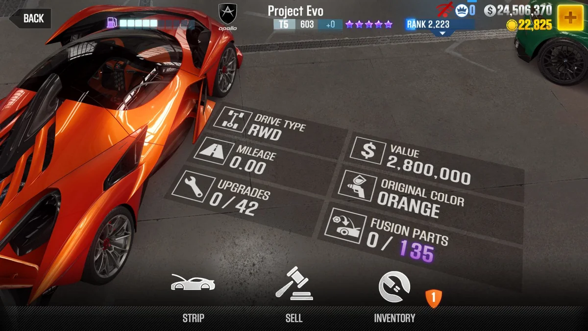 Apollo Project Evo CSR2 fusion parts and tune setup