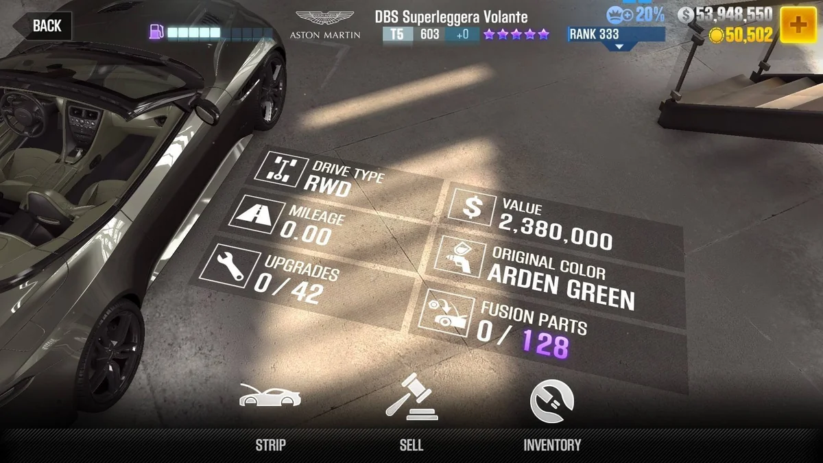 Aston Martin DBS Superleggera Volante CSR2 fusion parts and tune setup