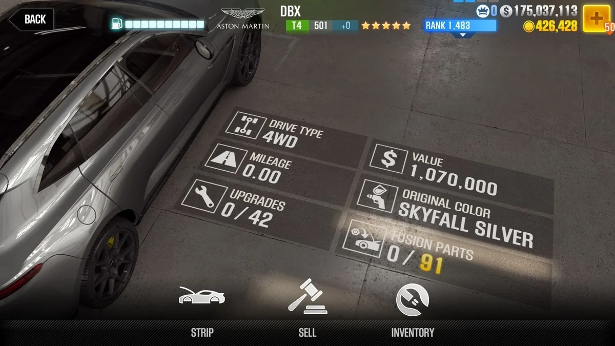 Aston Martin DBX CSR2 fusion parts and tune setup