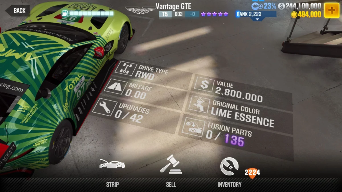 Aston Martin Vantage GTE CSR2 fusion parts and tune setup