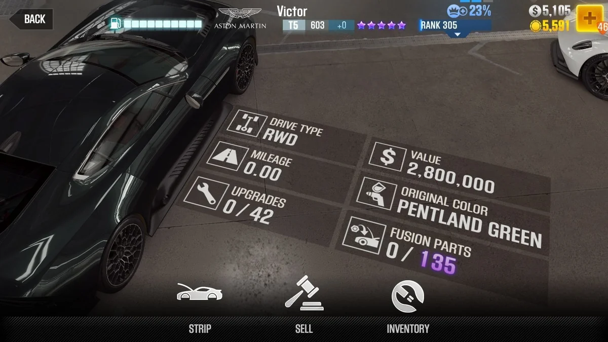 Aston Martin Victor CSR2 fusion parts and tune setup