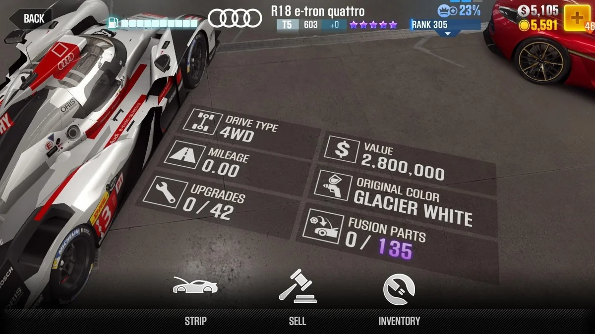 Audi R18 e-tron quattro CSR2 fusion parts and tune setup