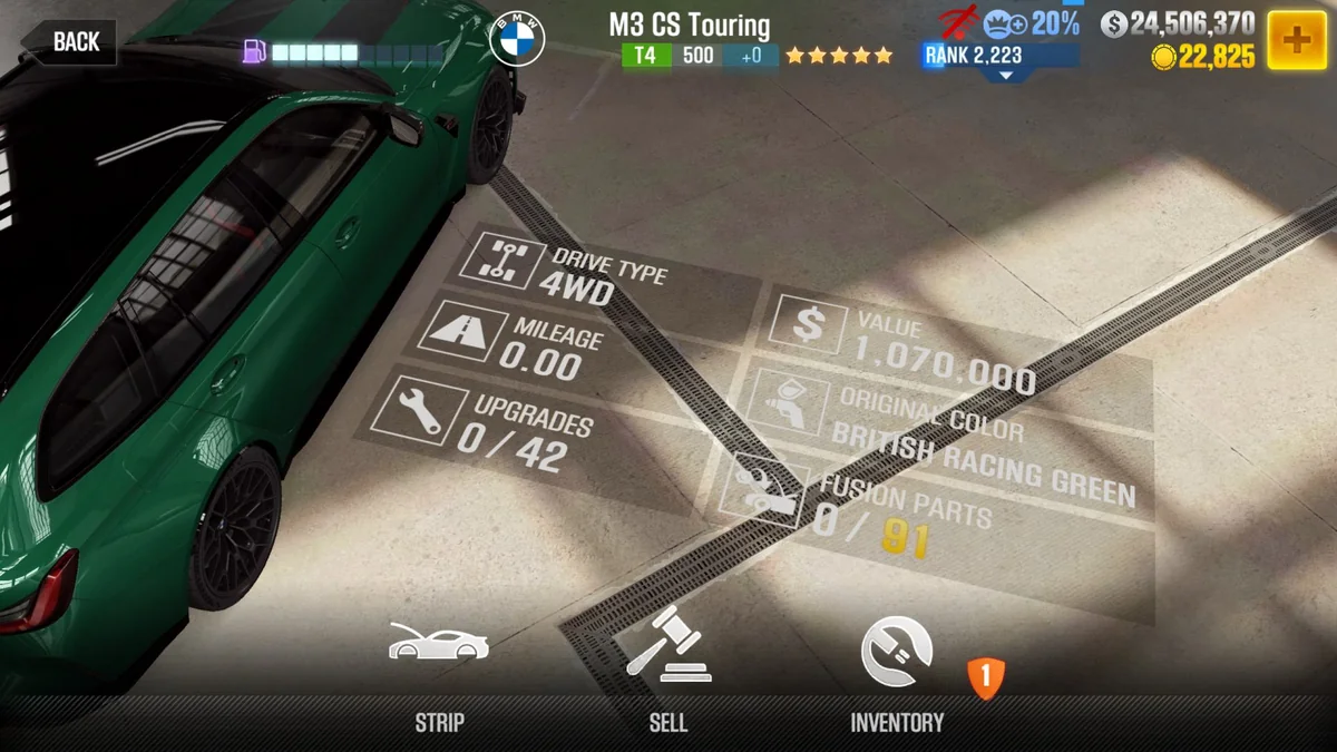 BMW M3 CS Touring CSR2 fusion parts and tune setup