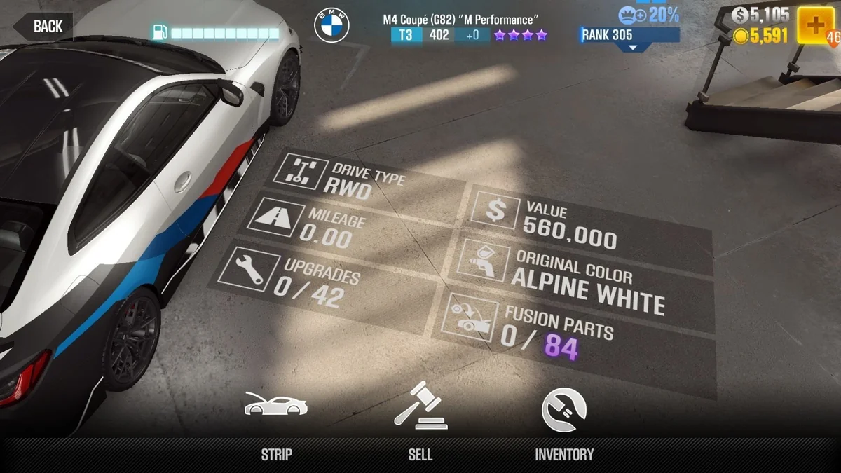 BMW M4 Coupe "M Performance" CSR2 fusion parts and tune setup