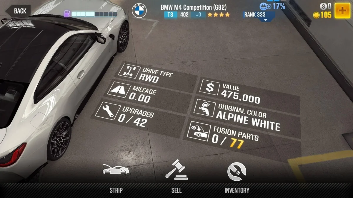 BMW 2021 M4 Competition CSR2 fusion parts and tune setup