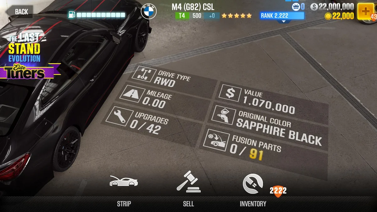BMW 2023 M4 CSL CSR2 fusion parts and upgrade breakdown, tier 4 gold star car