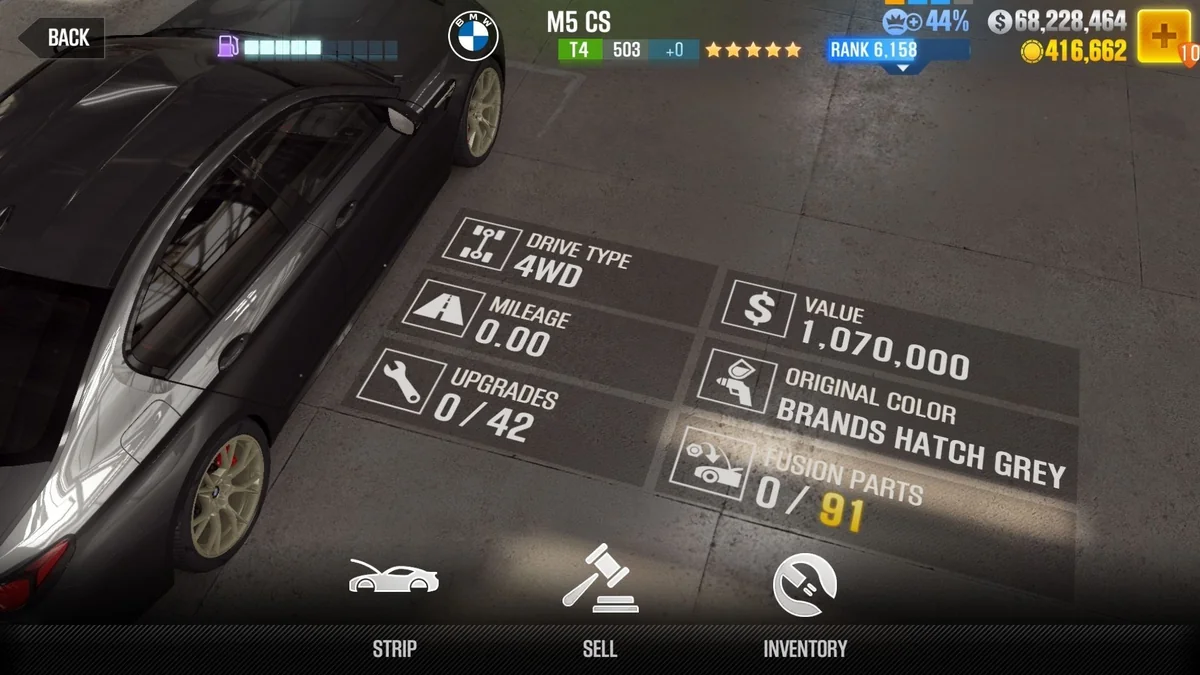 BMW 2021 M5 CS CSR2 fusion parts and upgrade breakdown, tier 4 gold star car