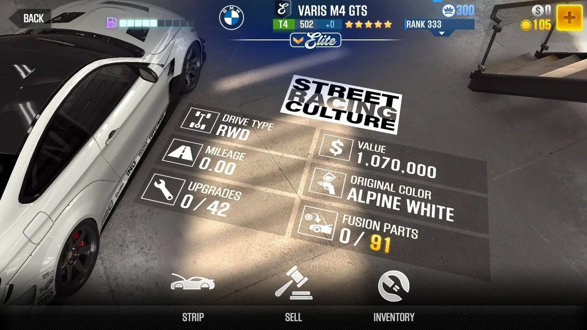 BMW Varis M4 GTS CSR2 fusion parts and tune setup