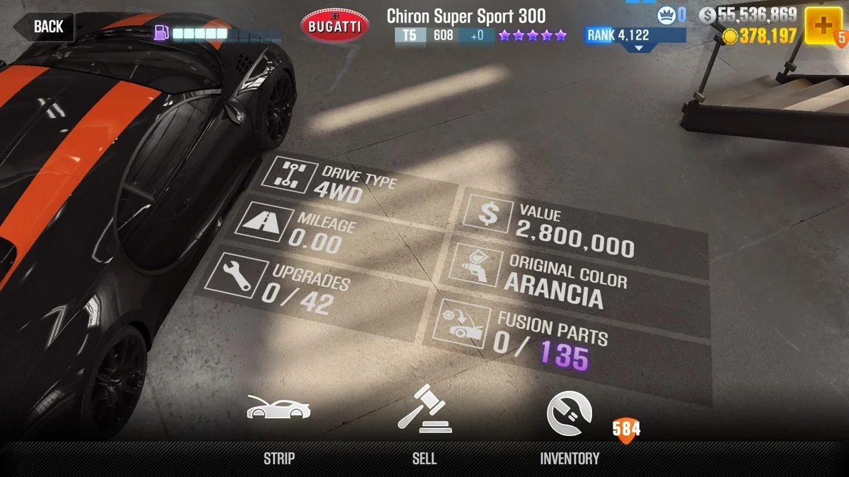 Bugatti Chiron Super Sport 300 CSR2 fusion parts and tune setup