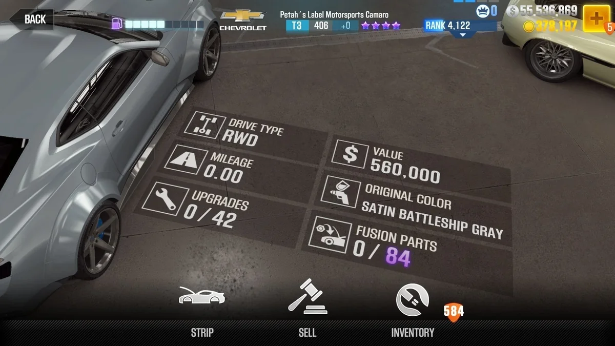 Chevrolet Petah's Label Motorsports Camaro CSR2 fusion parts and tune setup