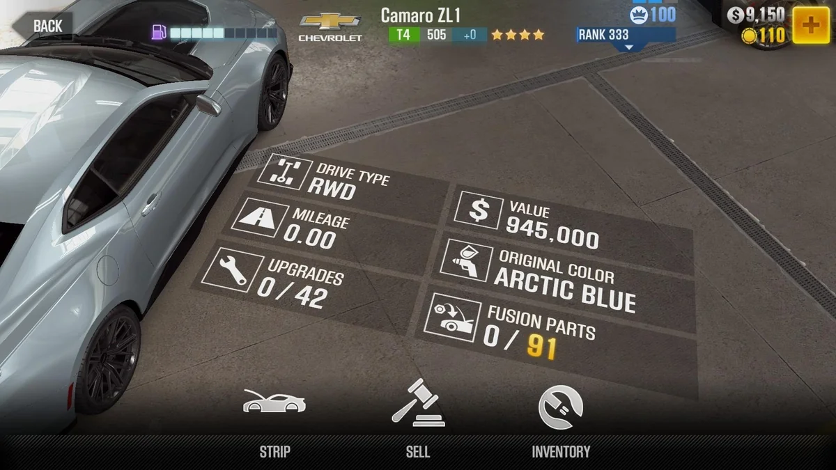 Chevrolet Camaro ZL1 CSR2 fusion parts and upgrade breakdown, tier 4 gold star car