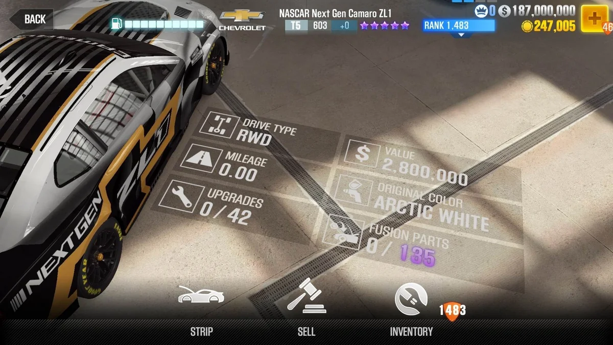Chevrolet NASCAR Next Gen Camaro ZL1 CSR2 fusion parts and tune setup
