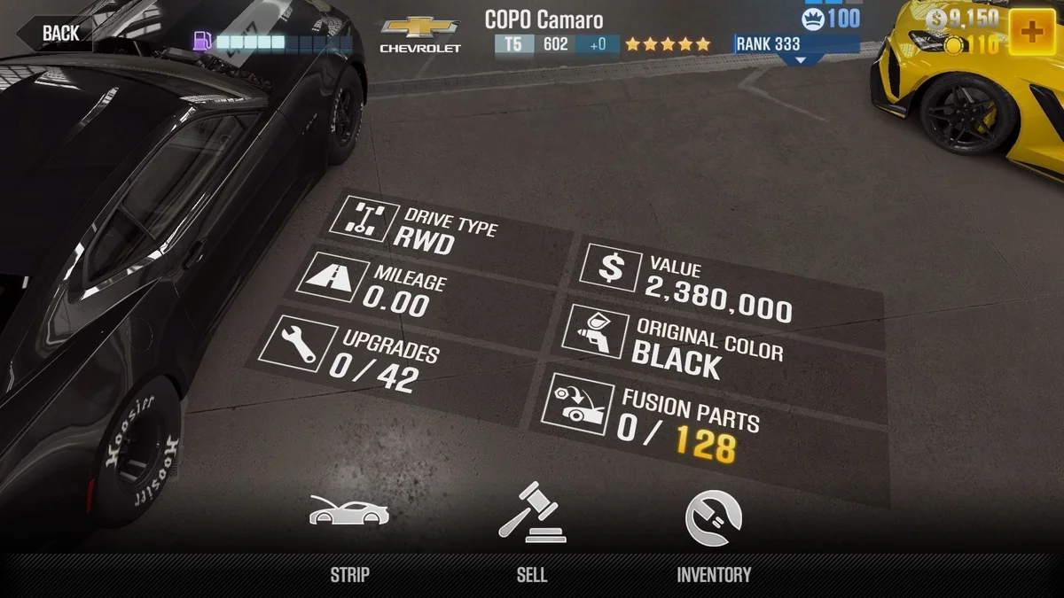 Chevrolet COPO Camaro CSR2 fusion parts and tune setup