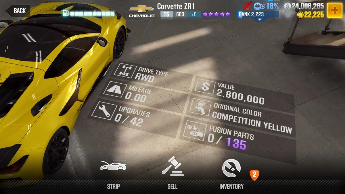 Chevrolet Corvette ZR1 CSR2 fusion parts and tune setup
