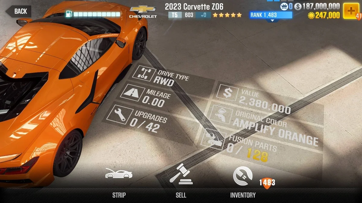 Chevrolet Corvette Z06 CSR2 fusion parts and tune setup