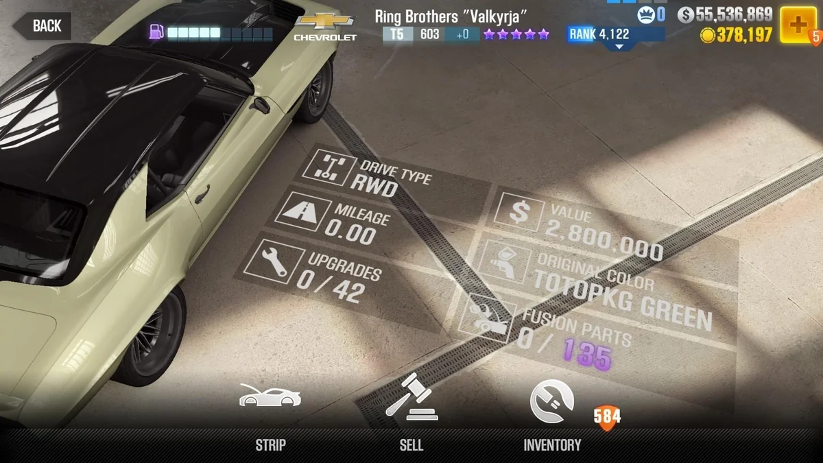 Chevrolet Ringbrothers Camaro "Valkyrja" CSR2 fusion parts and tune setup