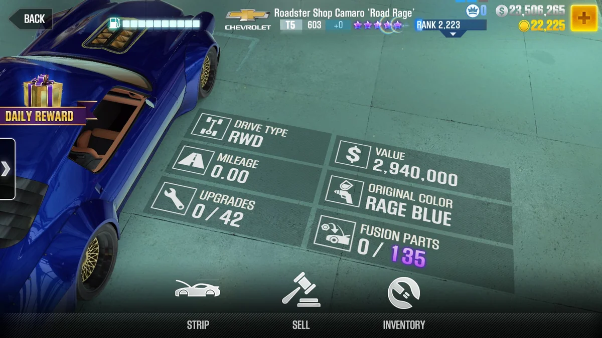 Chevrolet Roadster Shop Camaro 'Road Rage' CSR2 fusion parts and tune setup