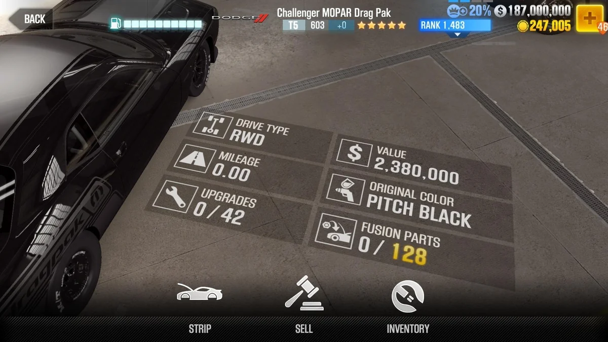 Dodge Challenger MOPAR Drag Pak CSR2 fusion parts and tune setup