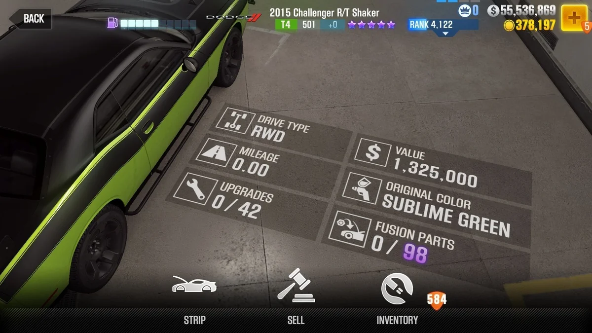 Dodge Letty's 2015 Challenger R/T Shaker CSR2 fusion parts and tune setup
