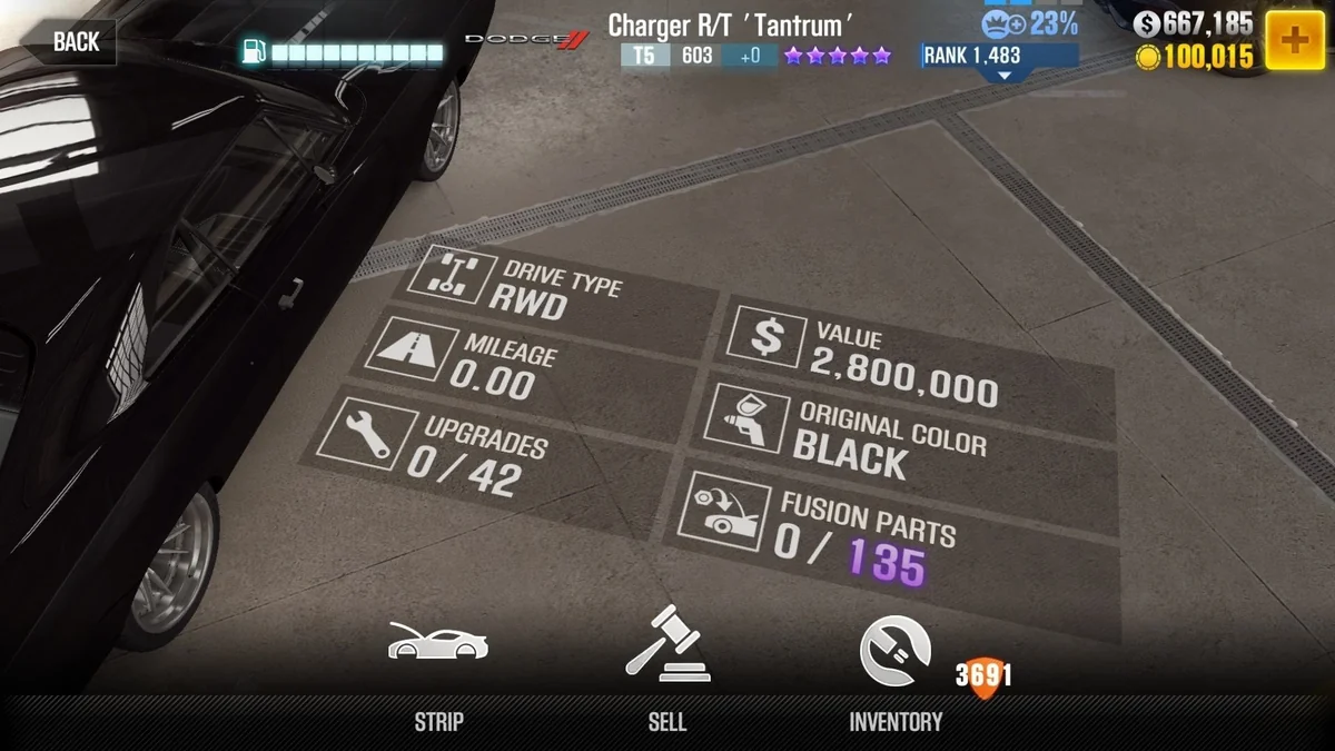 Dodge Dom Torretto's Charger R/T 'Tantrum' CSR2 fusion parts and tune setup