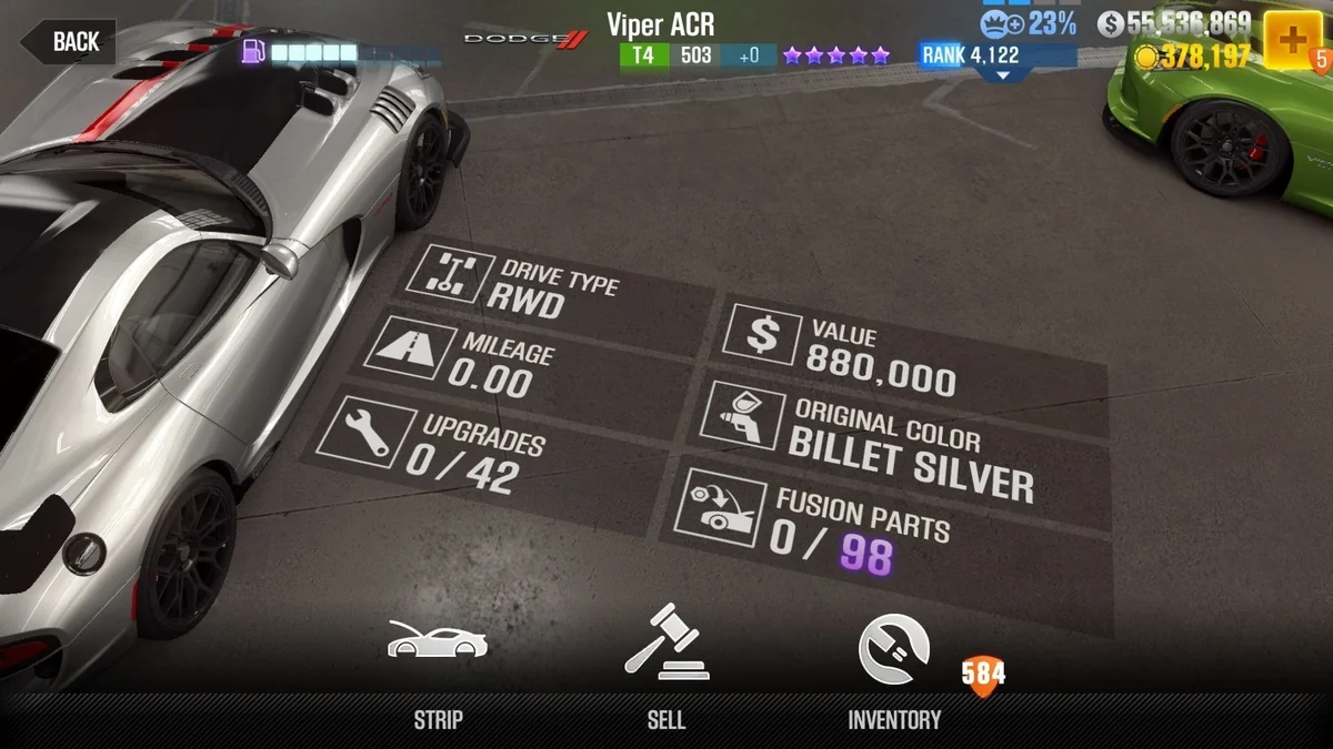 Dodge Viper ACR CSR2 fusion parts and tune setup