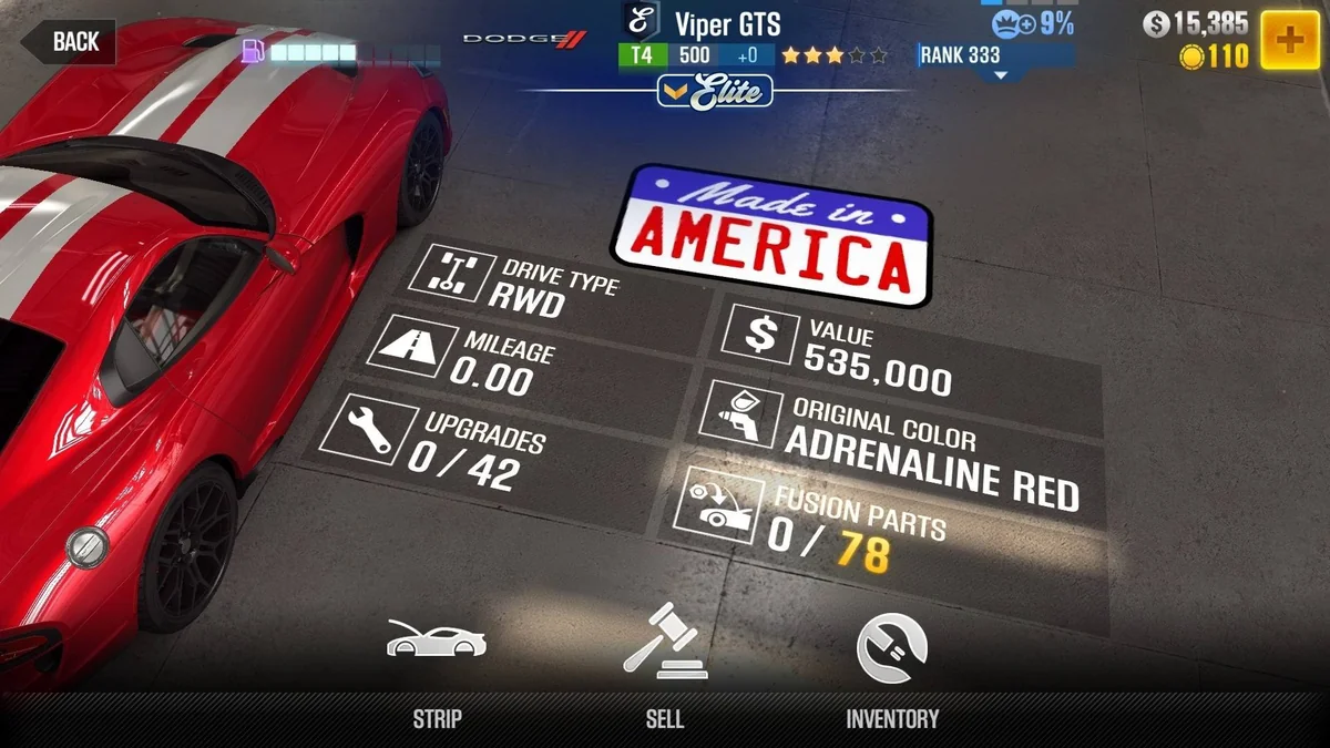 Dodge Viper GTS CSR2 fusion parts and tune setup