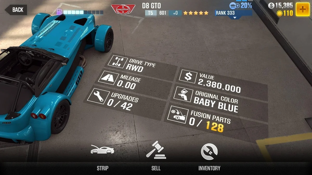 Donkervoort D8 GTO CSR2 fusion parts and tune setup