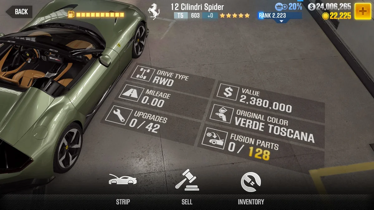 Ferrari 12 Cilindri Spider CSR2 fusion parts and tune setup