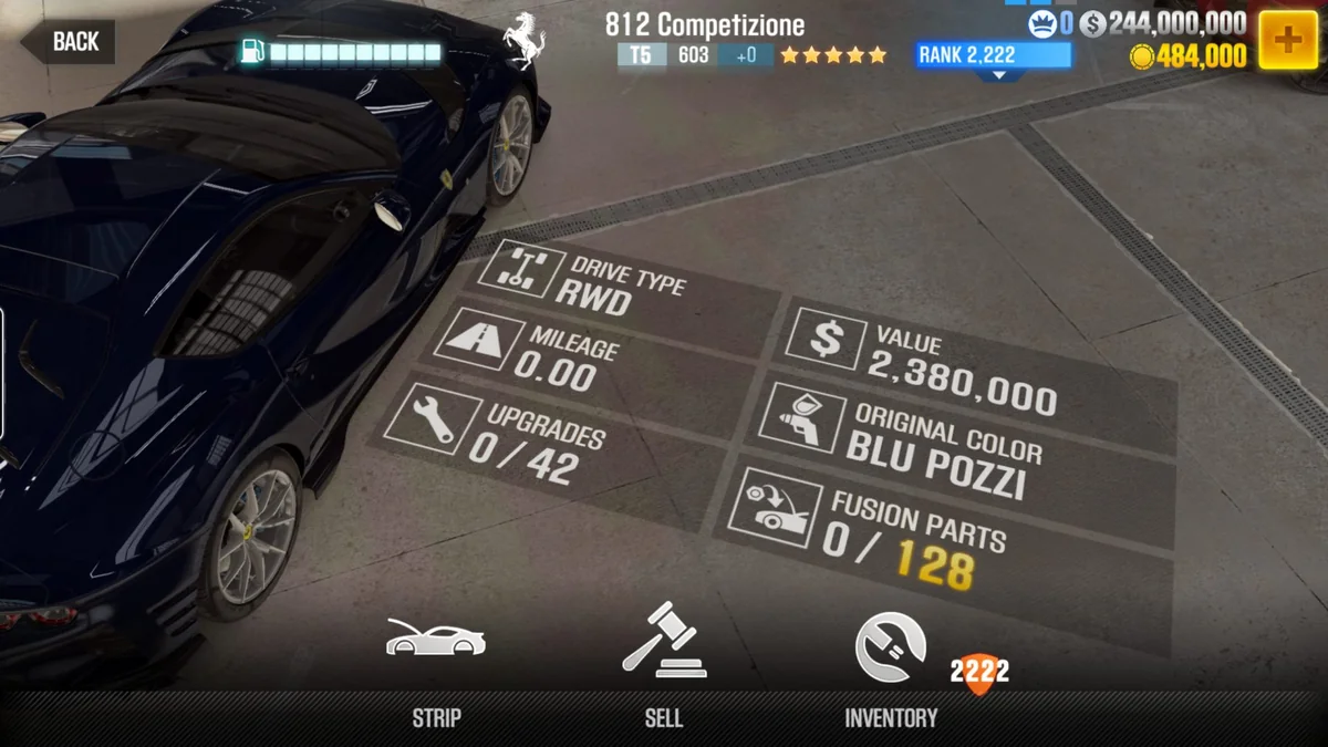 Ferrari 812 Competizione CSR2 fusion parts and tune setup