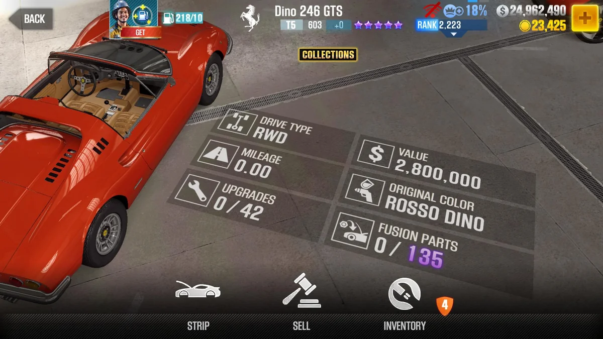 Ferrari Dino 246 GTS CSR2 fusion parts and tune setup
