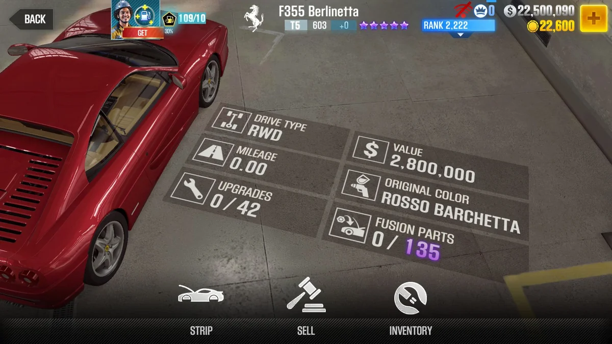 Ferrari F355 Berlinetta CSR2 fusion parts and tune setup