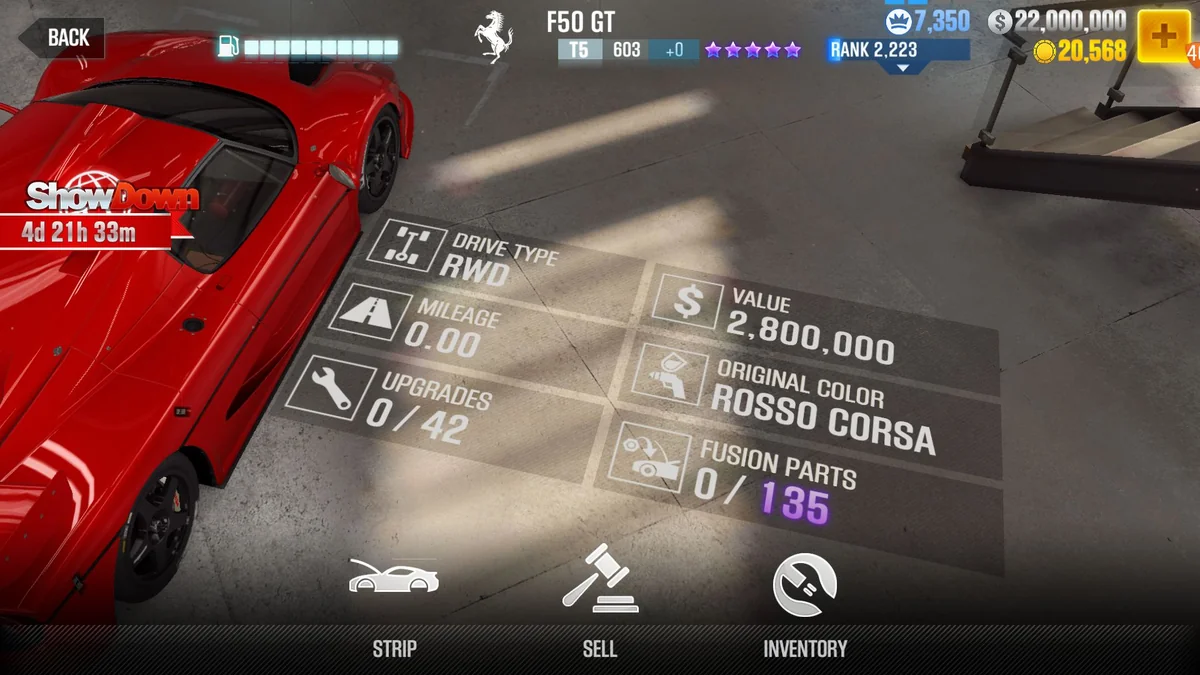 Ferrari F50 GT CSR2 fusion parts and tune setup