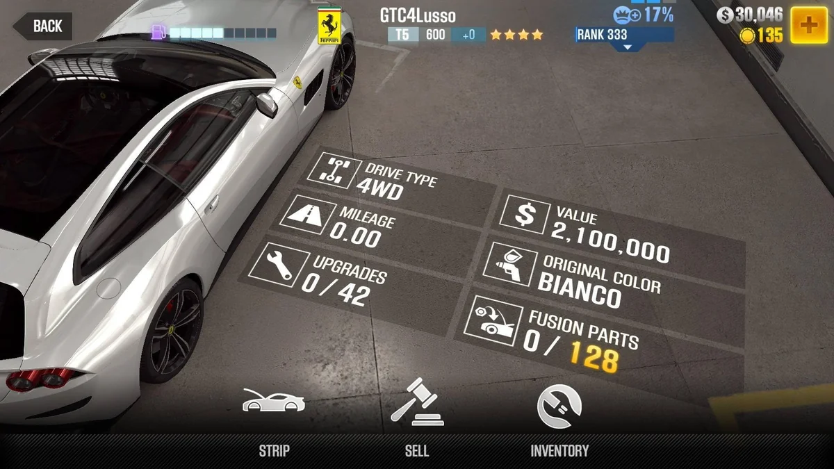 Ferrari GTC4Lusso CSR2 fusion parts and upgrade breakdown, tier 5 gold star car