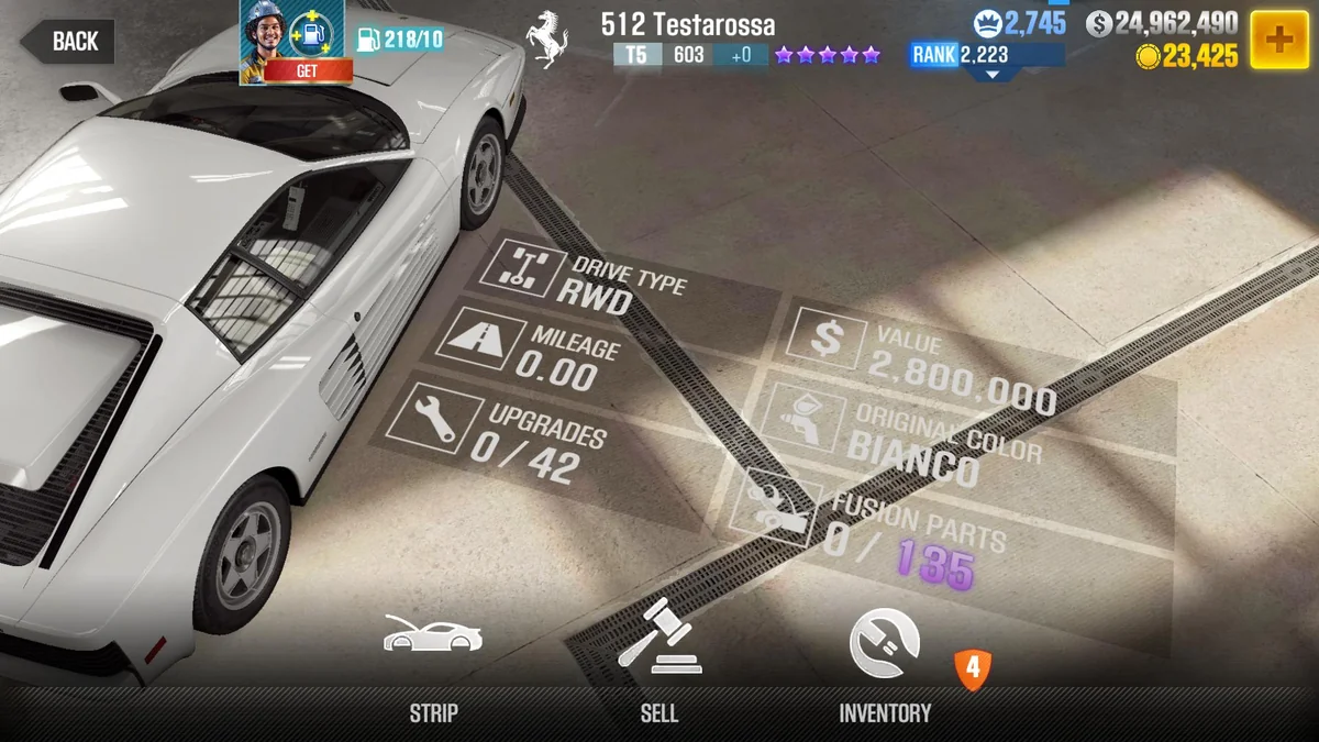 Ferrari 512 Testarossa CSR2 fusion parts and tune setup