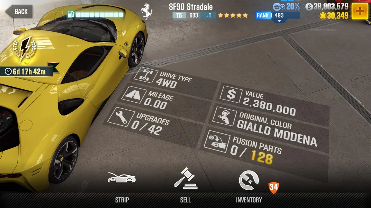 Ferrari SF90 Stradale CSR2 fusion parts and tune setup
