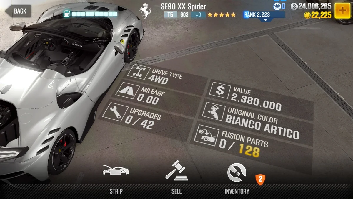 Ferrari SF90 XX Spider CSR2 fusion parts and tune setup
