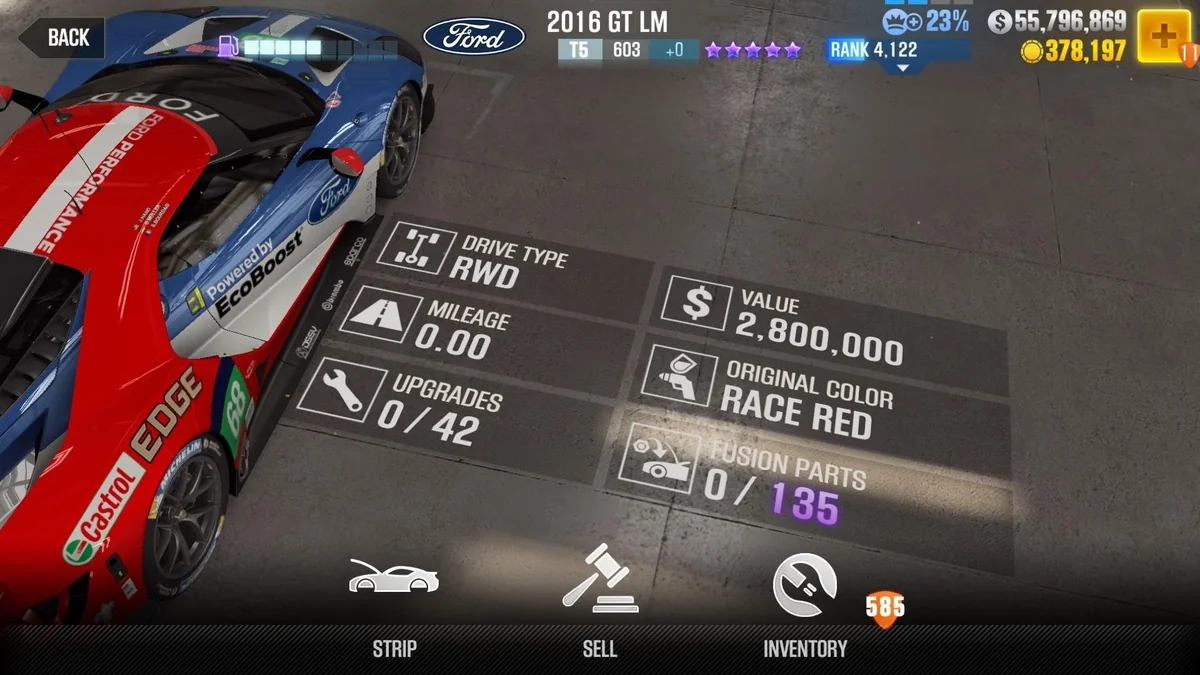 Ford 2016 GT LM CSR2 fusion parts and upgrade breakdown, tier 5 purple star car