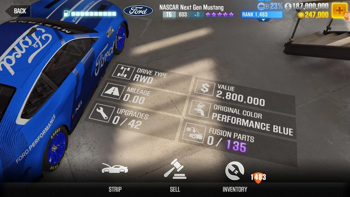 Ford NASCAR Next Gen Mustang CSR2 fusion parts and tune setup