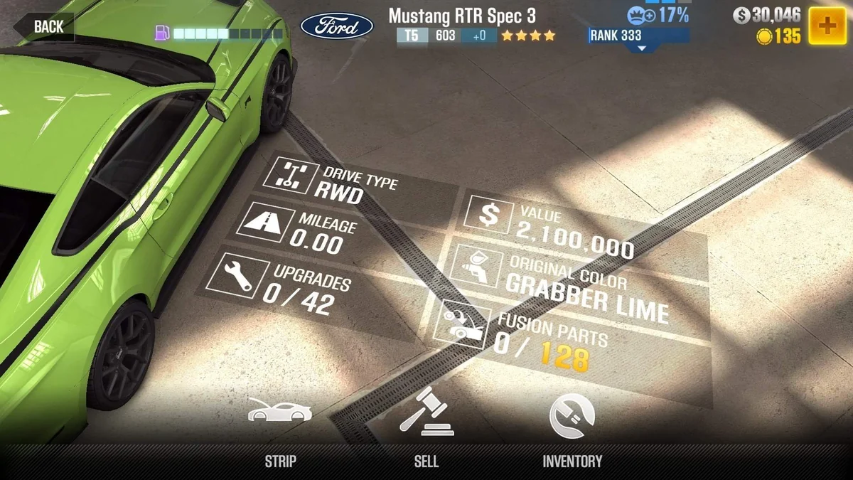 Ford Mustang RTR Spec 3 CSR2 fusion parts and tune setup