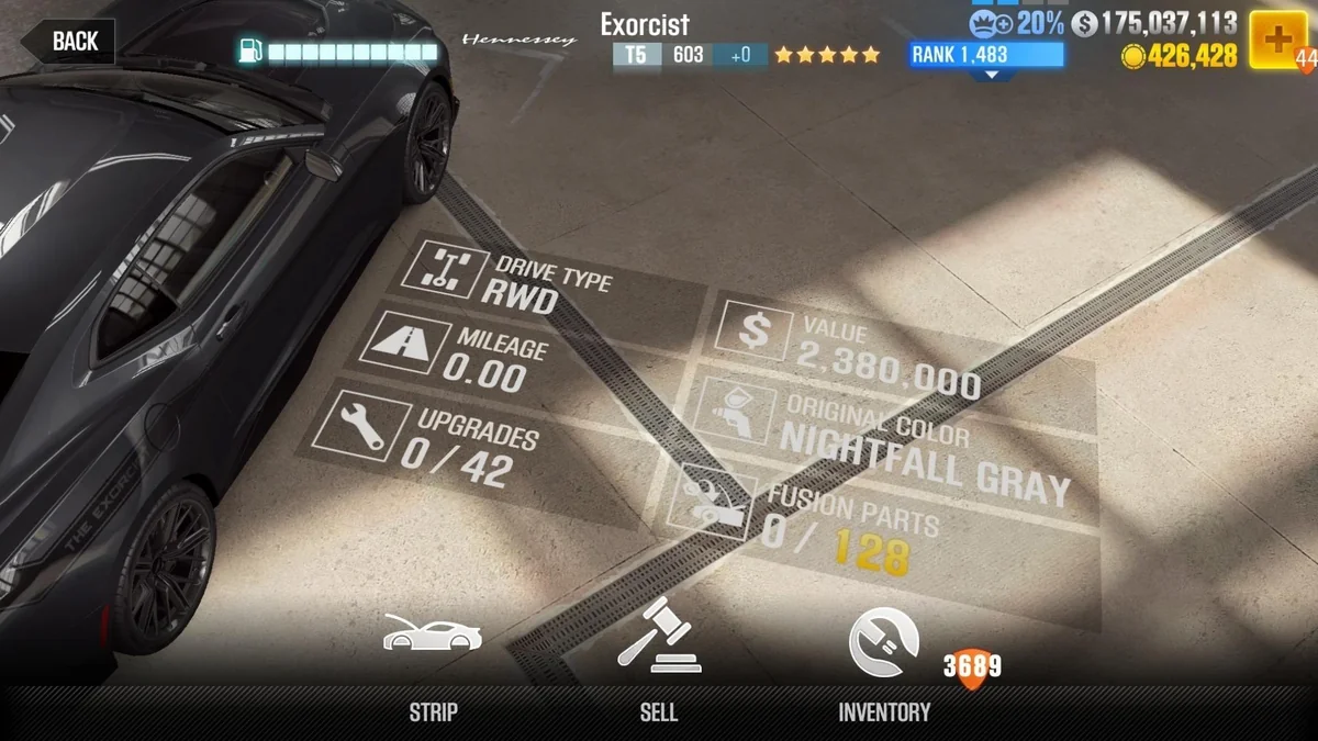 Hennessey Exorcist CSR2 fusion parts and upgrade breakdown, tier 5 gold star car