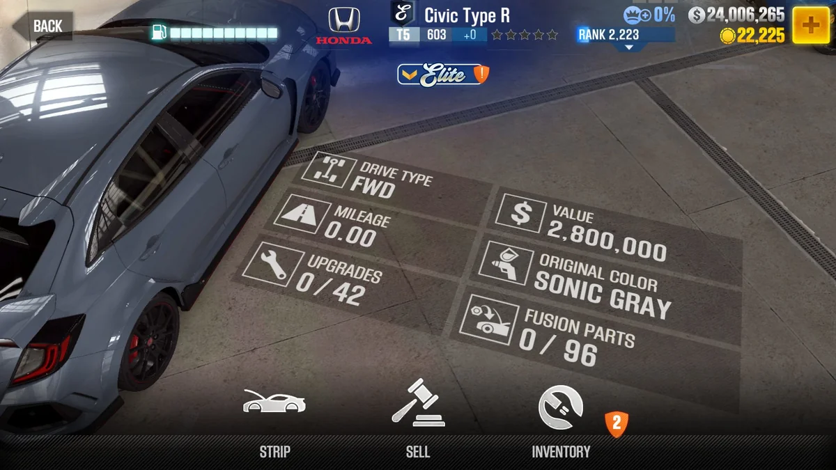 Honda Civic Type R CSR2 fusion parts and tune setup