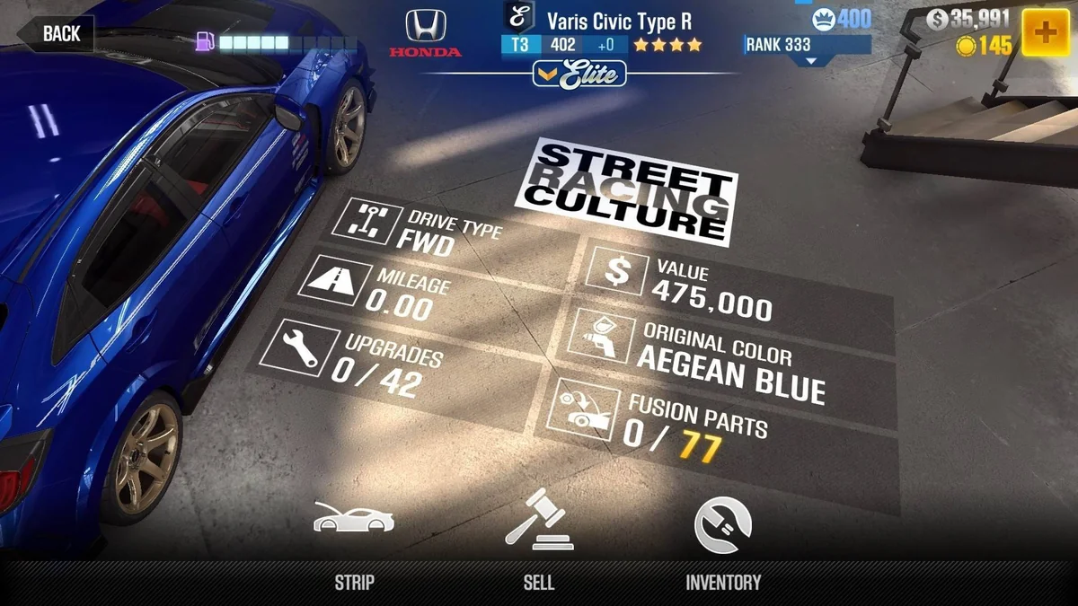 Honda Varis Civic Type R CSR2 fusion parts and tune setup