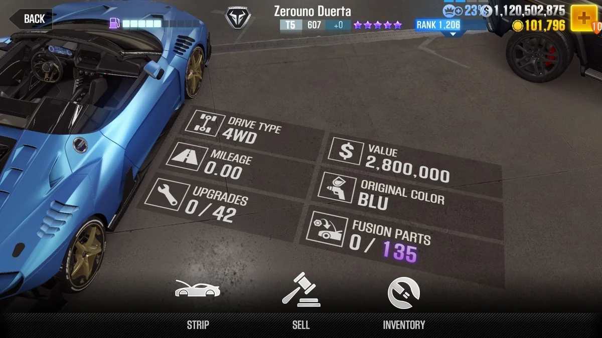 Italdesign Zerouno Duerta CSR2 fusion parts and upgrade breakdown, tier 5 purple star car