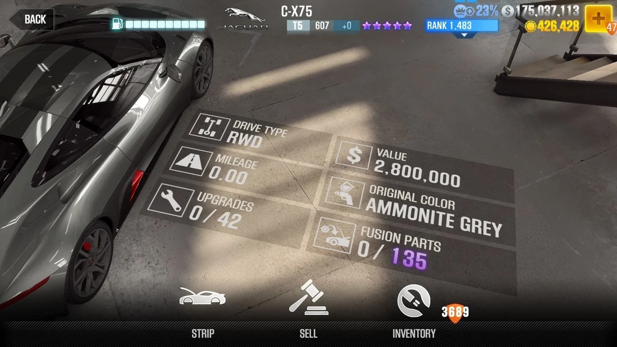 Jaguar C-X75 CSR2 fusion parts and tune setup